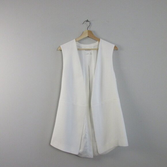Club Monaco Vaal Vest Gile Women S White Tie Back Open Front Sleeveless 360 - Picture 1 of 14